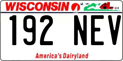 WI license plate 192NEV