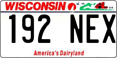 WI license plate 192NEX