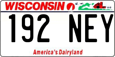 WI license plate 192NEY