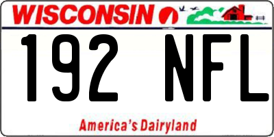 WI license plate 192NFL
