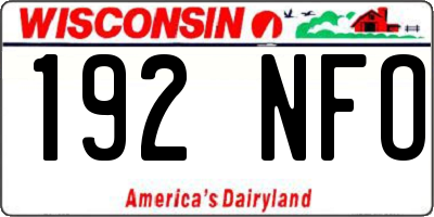 WI license plate 192NFO