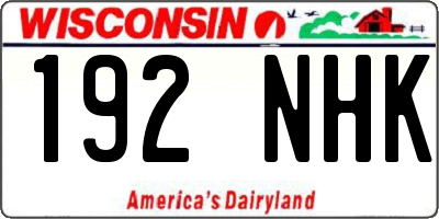 WI license plate 192NHK