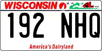 WI license plate 192NHQ