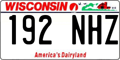 WI license plate 192NHZ