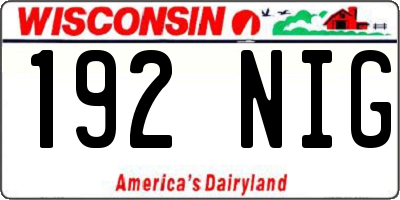 WI license plate 192NIG