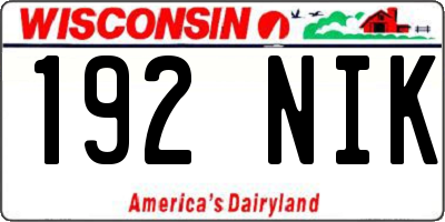 WI license plate 192NIK