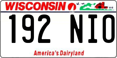 WI license plate 192NIO