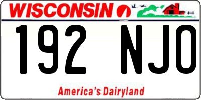 WI license plate 192NJO