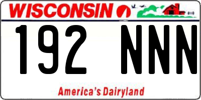 WI license plate 192NNN