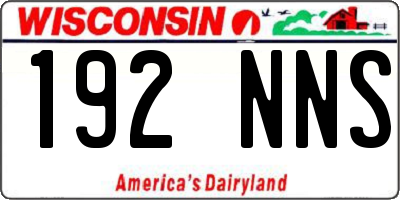 WI license plate 192NNS