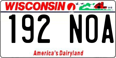 WI license plate 192NOA