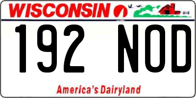 WI license plate 192NOD