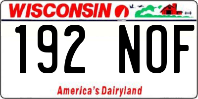 WI license plate 192NOF