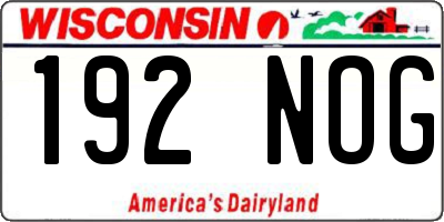 WI license plate 192NOG