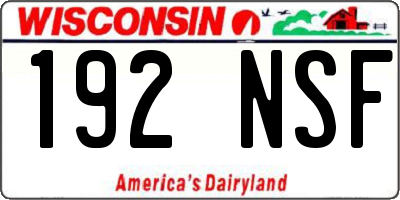 WI license plate 192NSF
