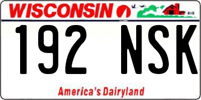 WI license plate 192NSK