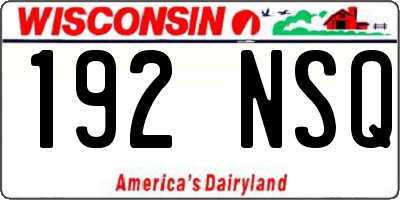 WI license plate 192NSQ