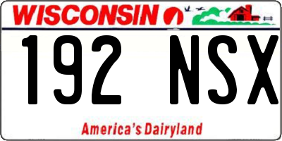 WI license plate 192NSX