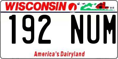 WI license plate 192NUM