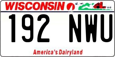 WI license plate 192NWU