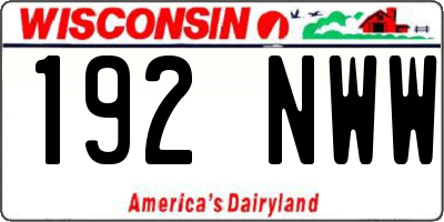 WI license plate 192NWW