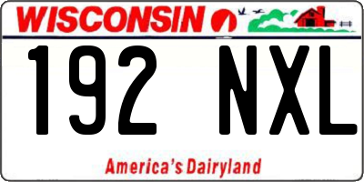 WI license plate 192NXL