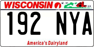 WI license plate 192NYA
