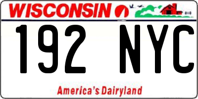 WI license plate 192NYC