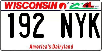 WI license plate 192NYK