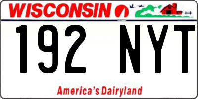 WI license plate 192NYT