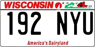 WI license plate 192NYU