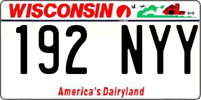 WI license plate 192NYY