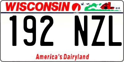 WI license plate 192NZL