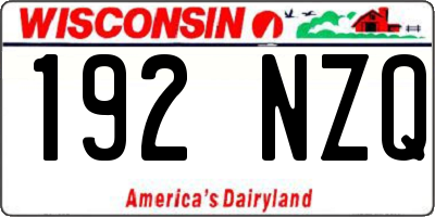 WI license plate 192NZQ