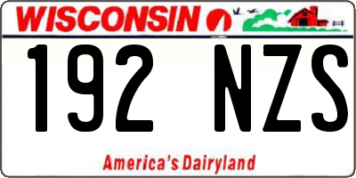WI license plate 192NZS
