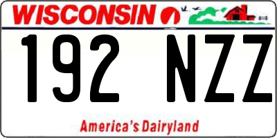 WI license plate 192NZZ