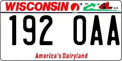 WI license plate 192OAA