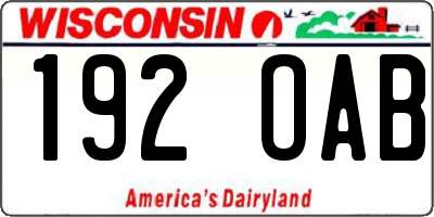 WI license plate 192OAB