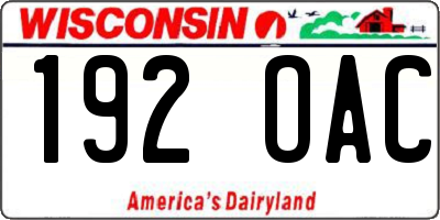 WI license plate 192OAC