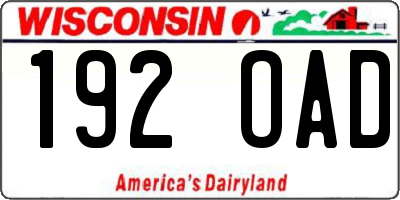 WI license plate 192OAD