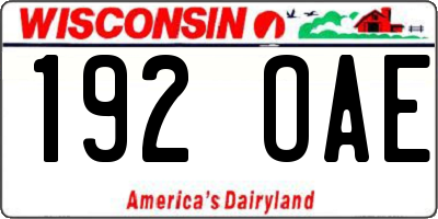 WI license plate 192OAE