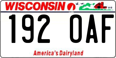 WI license plate 192OAF