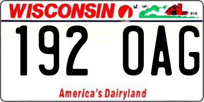 WI license plate 192OAG