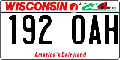 WI license plate 192OAH