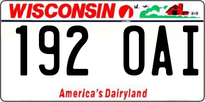 WI license plate 192OAI