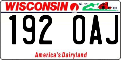 WI license plate 192OAJ