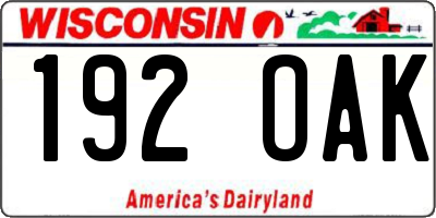 WI license plate 192OAK