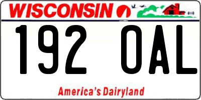 WI license plate 192OAL