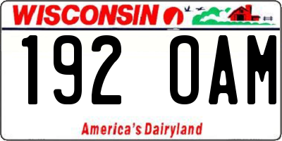 WI license plate 192OAM
