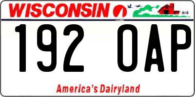 WI license plate 192OAP